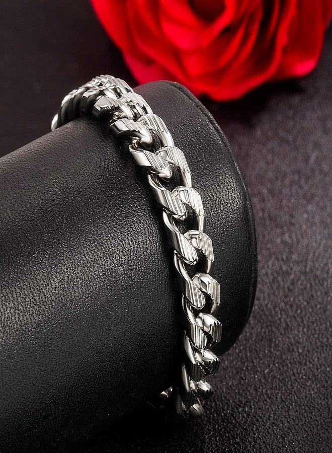 Dankadi Men 925 Sterling Silver Solid Miami Cuban Link Chain Bracelet -10MM - 12MM- Curb Cuban Bangle 7" 7.5" 8" 8.5" 9" 9.5"10" Thick Big Link Man Teen Boys Jewelry Gift, 9.5 Inches, no gemstone - Image 5