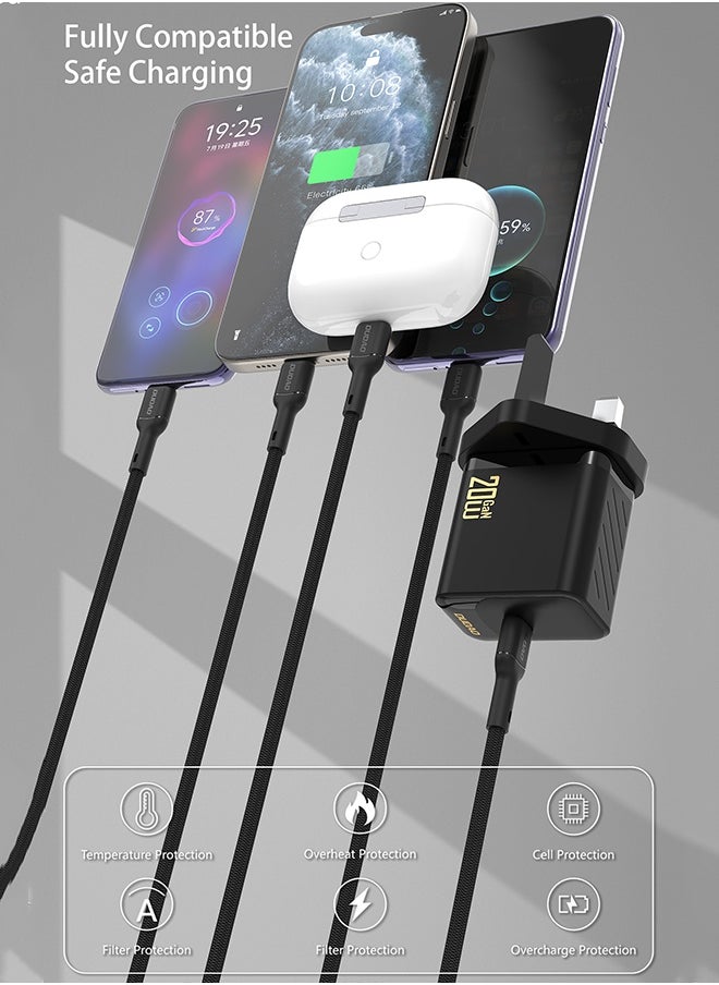 PD 20W Fast USB C Charger, GaN Chip Fast Charger, with Type C to Lightning Cable, USB C Power Plug Universal Adapter, Wall Charger Compatible with Phones, iPads, Laptops