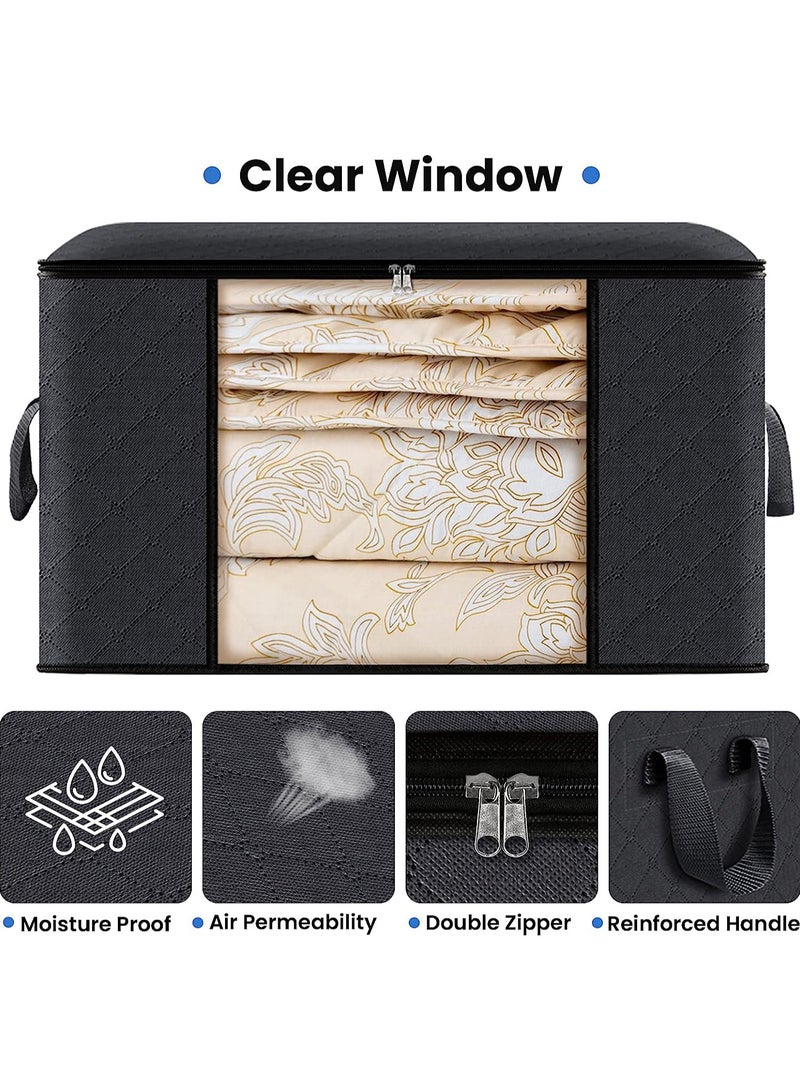 Large Storage Bags, 5 Pack 60×40cm 90L Clothes Storage Bins Foldable Closet Organizers Storage Containers with Lids and Handle for Closet, Clothing, Comforters And Blankets - Image 4