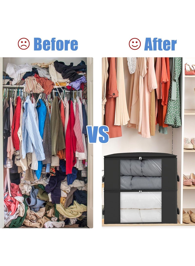 Large Storage Bags, 5 Pack 60×40cm 90L Clothes Storage Bins Foldable Closet Organizers Storage Containers with Lids and Handle for Closet, Clothing, Comforters And Blankets - Image 5