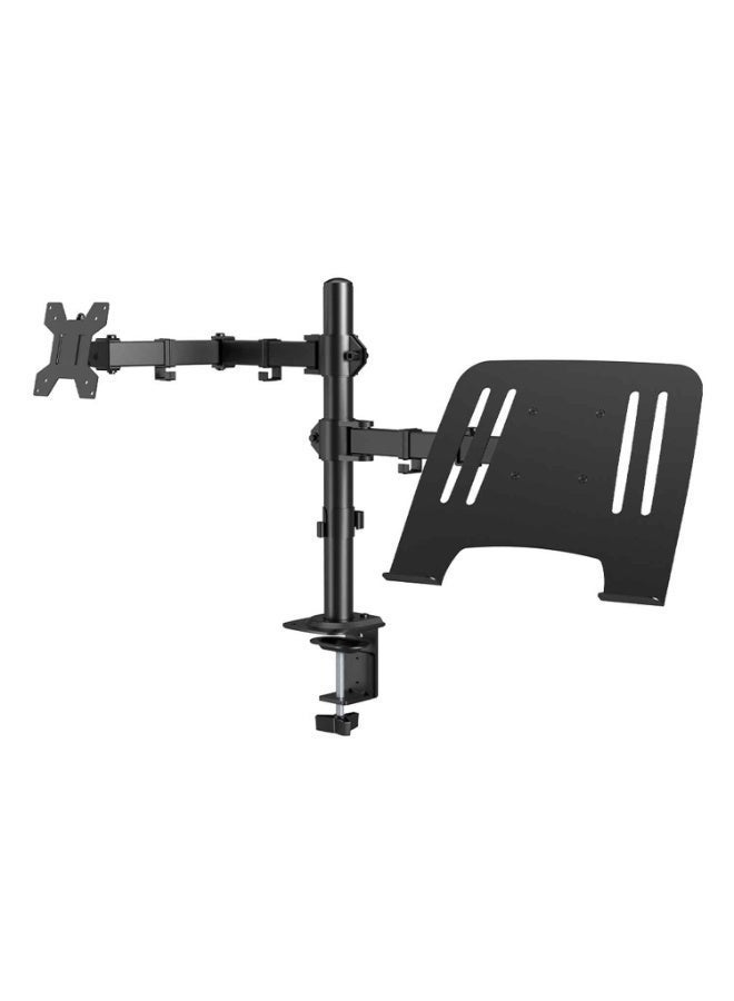 Dual Arm Monitor and Laptop Desk Mount, Adjustable Stand for 13"–27" Screens & 13-17" Laptop, VESA 75x75/100x100, 360° Rotation, ±90° Swivel, ±90° Tilt, Black - Image 1