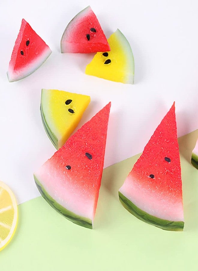 DOYIFUN 4 Pcs Fake Watermelon Slices Artificial Fruit Watermelon Lifelike Tools for Home Kitchen Party Decoration Restaurant Table Display Photography Props - Image 3