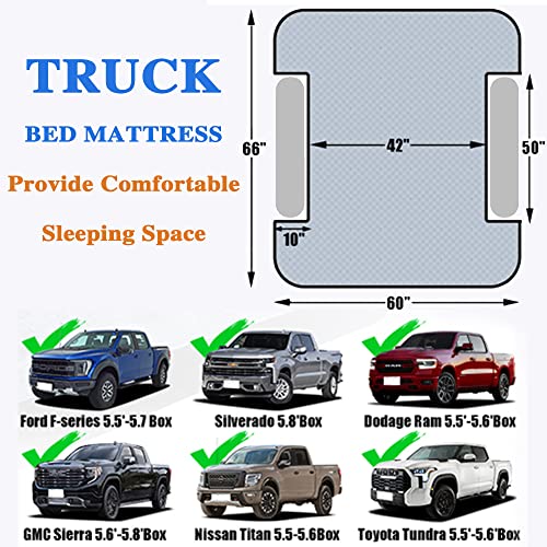 hufaut Camping Pickup Truck Bed Air Mattress Thicken Sleeping Pad for 5.5-5.8Ft Full-Size Short Truck Beds Outdoor Camping Car Travel(Purple) - Image 4