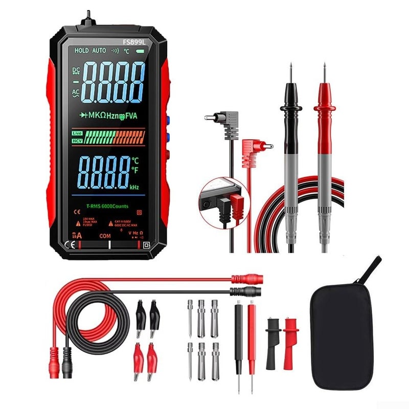 FS899L Digital Multimeter USB C Rechargeable True RMS Voltage Current Capacitance Tester - Image 3