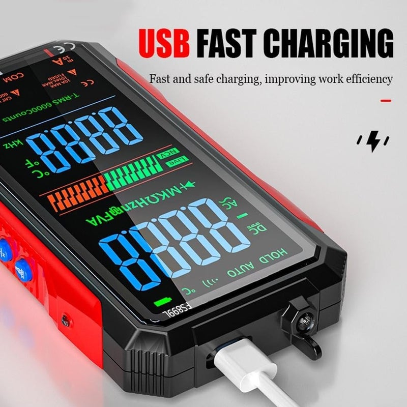 FS899L Digital Multimeter USB C Rechargeable True RMS Voltage Current Capacitance Tester - Image 4