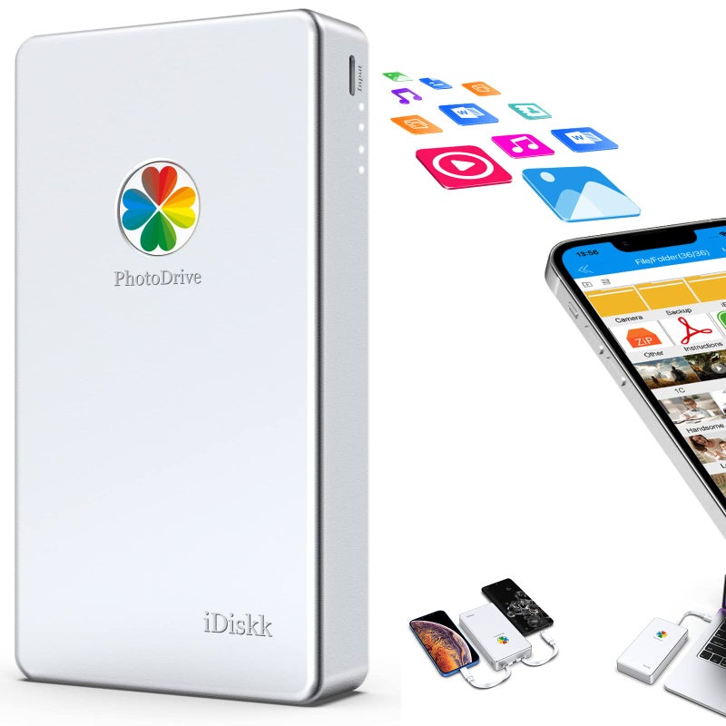 iDiskk MFi Certified 1TB External Hard Drive for iPhone iPad Android PhonesMacBookPCiPhone Memory Storage to auto Backup Docs PhotosVideosMetallic Silver iPhone Hard Drive - Image 2