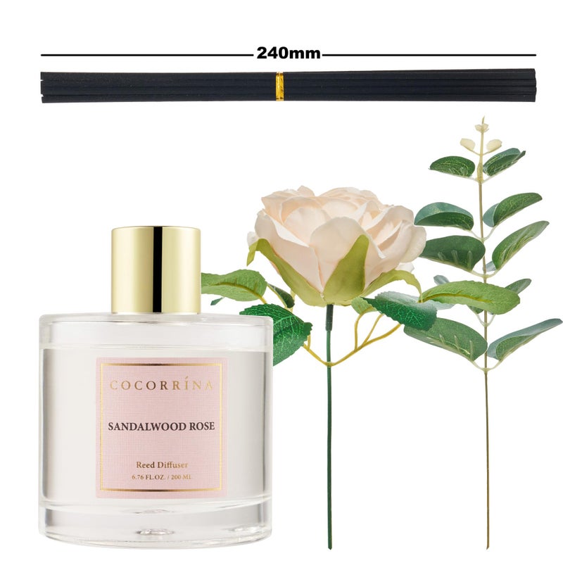 COCORRÃNA Cocorrina Reed Diffuser Set, Flower Reed Diffuser Sandalwood Rose 6.7 oz, Scented Diffuser with Sticks Home Fragrance Essential Oil for Bathroom Shelf Decor, Living Room, Large Room, 1pack - Image 3