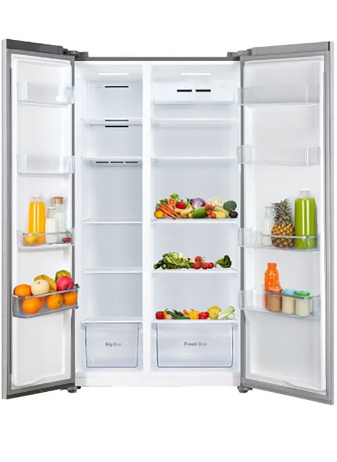 Arrow Side by Side Refrigerator 612L, No-Frost with Electric Control, LED Lighting, 5 Fridge Shelves & 5 Freezer Shelves, Energy Grade D, Elegant Blue Interior, Inox Finish | AR-840SNFT  - Image 2