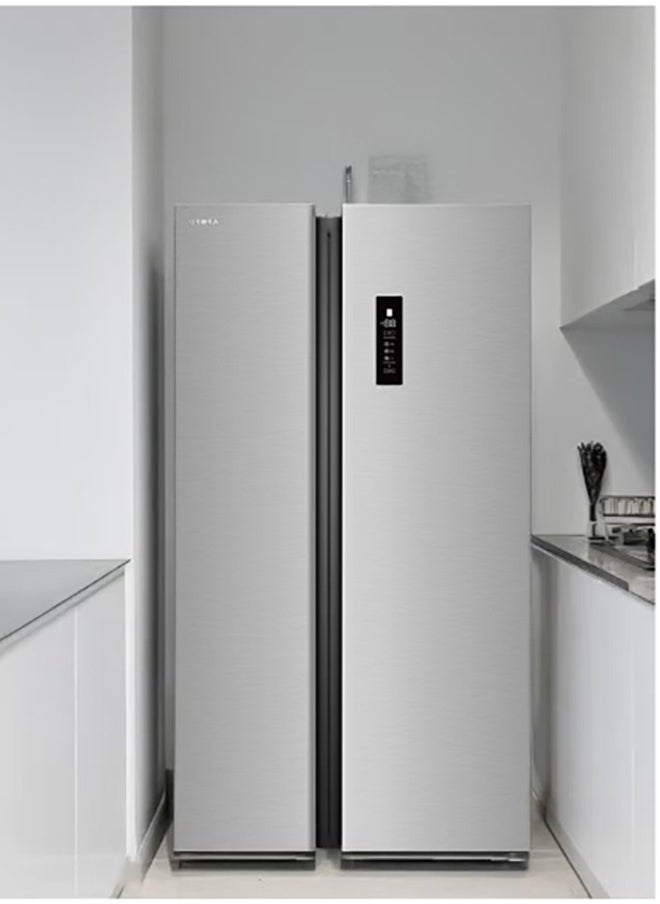 Arrow Side by Side Refrigerator 612L, No-Frost with Electric Control, LED Lighting, 5 Fridge Shelves & 5 Freezer Shelves, Energy Grade D, Elegant Blue Interior, Inox Finish | AR-840SNFT  - Image 3