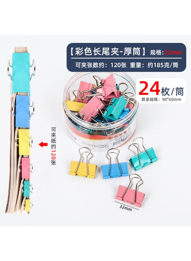 FEIYI Office Color Long Tail Clip Data Clip Black Dovetail Clip Large And Small Metal Bill Clip Stationery - Image 1
