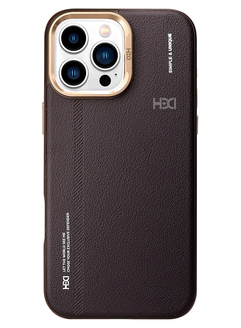 أتش دي دي حافظة جلدية فاخرة متوافقة مع ماج سيف مع حامل لمشاهدة الفيديو لهاتف آيفون 15 برو ماكس (بني)