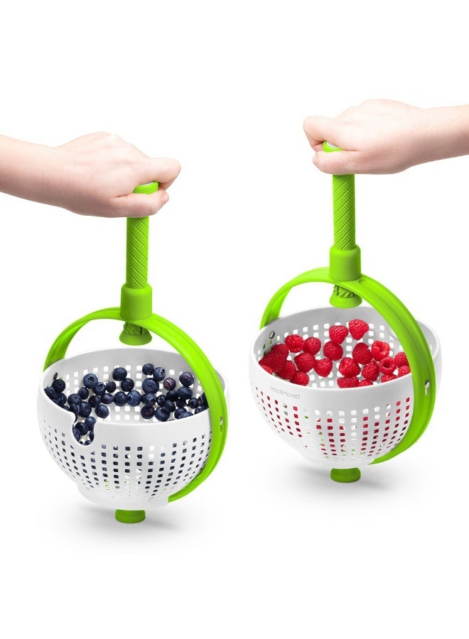 Spina 2-In-1 Easy-To-Use, Collapsible Salad Spinner u0026 Straining Colander for Salad, Fruit, Vegetable, Lettuce - Image 4