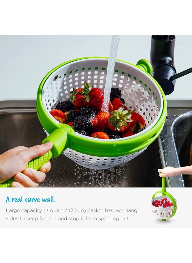 Spina 2-In-1 Easy-To-Use, Collapsible Salad Spinner u0026 Straining Colander for Salad, Fruit, Vegetable, Lettuce - Image 2