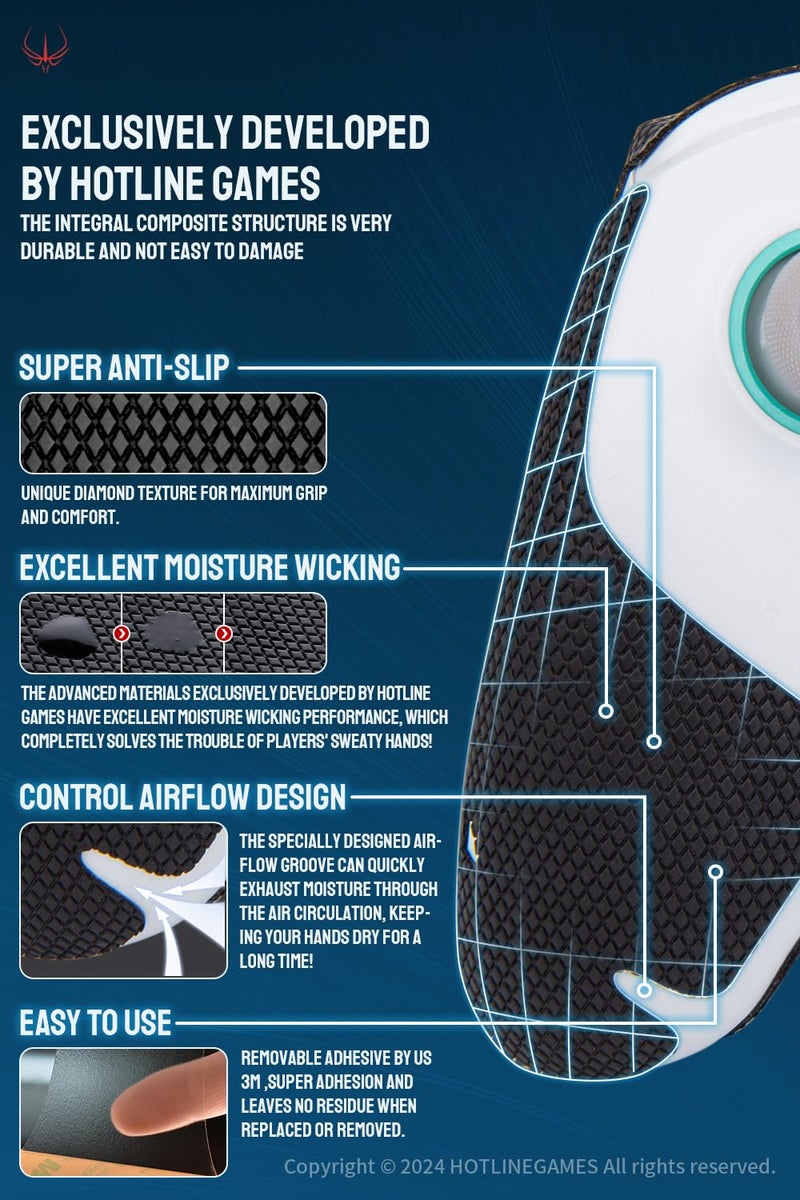 HOTLINE GAMES HOTLINEGAMES Controller Grips Tape Compatible with Gamesir G7 Pro / G7 SE / G7 HE Controller Accessories, Non-Slip, Sweat-Absorbent, Textured Soft Skin Kit, Easy Apply (Handle Grips+Buttons+Triggers) - Image 3