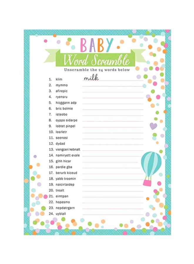 Amscan Baby Shower Word Games Sheet - Image 1