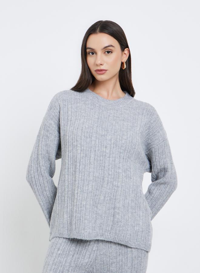 ستايلي مجموعة من سويتر محبوك مضلع مع بنطال - Image 2