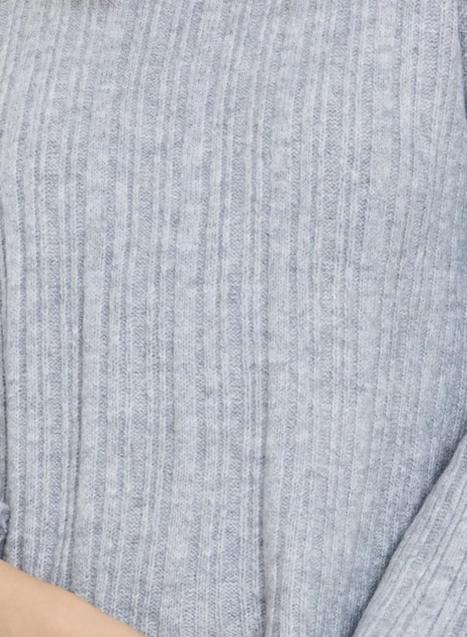 Styli Styli Grey Ribbed Knit Sweater and Pants Co-Ords