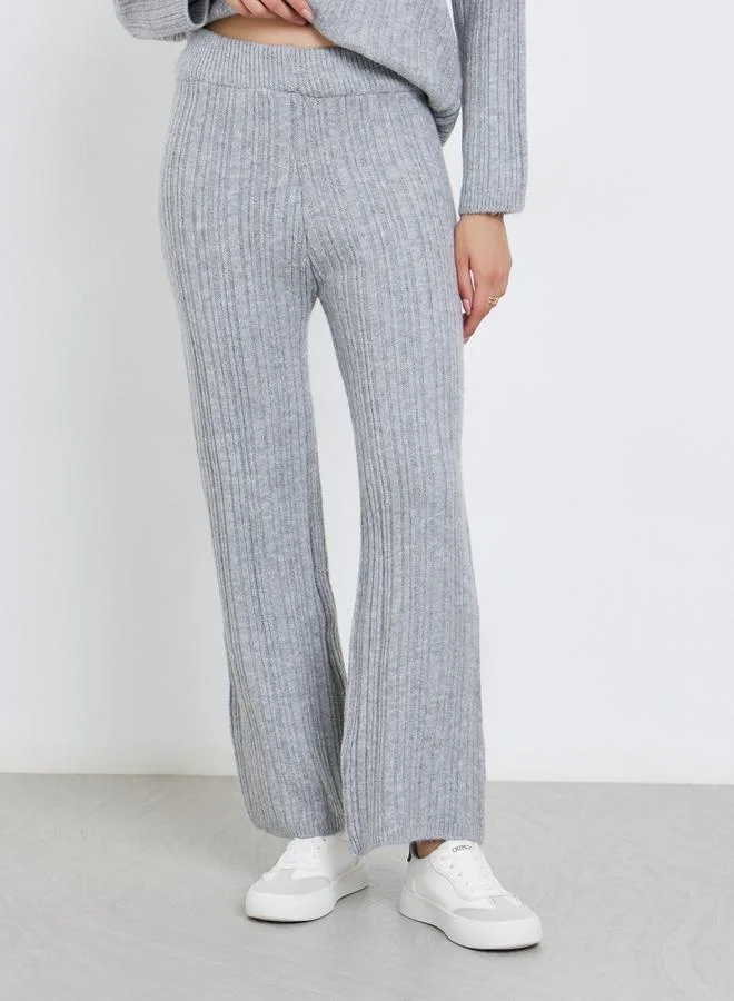 Styli Styli Grey Ribbed Knit Sweater and Pants Co-Ords