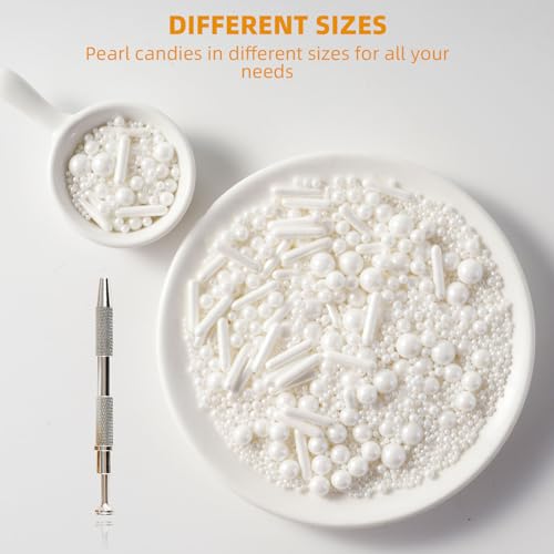 Kasvan White Mix Sugar Sprinkles  Edible Candy Pearls with 4Claw Sprinkle Pen118g416 Oz Gift Box Pack Baking Cake Decorations Ice Cream Toppings and Cookie Decorating Wedding Party Chirstmas Supplies - Image 5