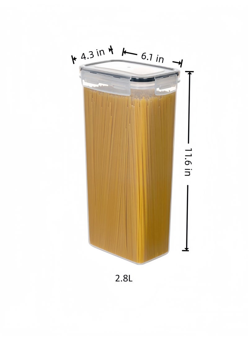 5 Pcs Cereal and Dry Food Storage Containers Food Storage BoAirtight Food Storage Containers Set - Plastic Kitchen Canisters for Cereal, Flour, Sugar, pasta, rice - kitchen Organizer Storage with Labels, Marker, Measuring Spoon & Cups  - Image 2