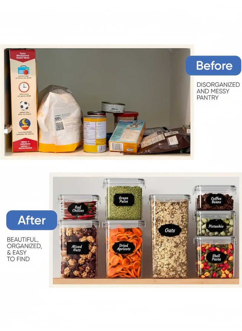 5 Pcs Cereal and Dry Food Storage Containers Food Storage BoAirtight Food Storage Containers Set - Plastic Kitchen Canisters for Cereal, Flour, Sugar, pasta, rice - kitchen Organizer Storage with Labels, Marker, Measuring Spoon & Cups  - Image 3