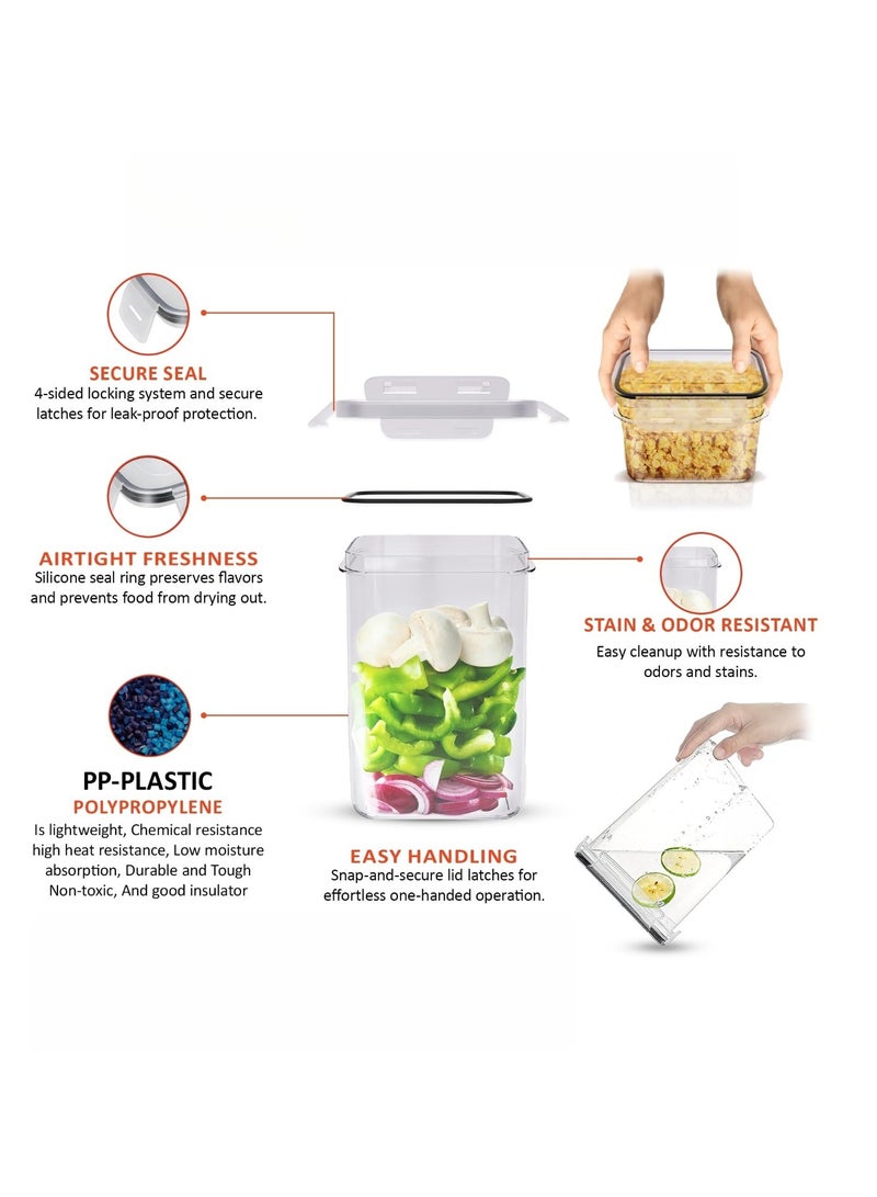 5 Pcs Cereal and Dry Food Storage Containers Food Storage BoAirtight Food Storage Containers Set - Plastic Kitchen Canisters for Cereal, Flour, Sugar, pasta, rice - kitchen Organizer Storage with Labels, Marker, Measuring Spoon & Cups  - Image 4