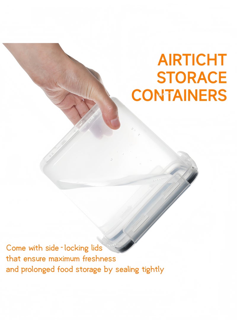 5 Pcs Cereal and Dry Food Storage Containers Food Storage BoAirtight Food Storage Containers Set - Plastic Kitchen Canisters for Cereal, Flour, Sugar, pasta, rice - kitchen Organizer Storage with Labels, Marker, Measuring Spoon & Cups  - Image 5