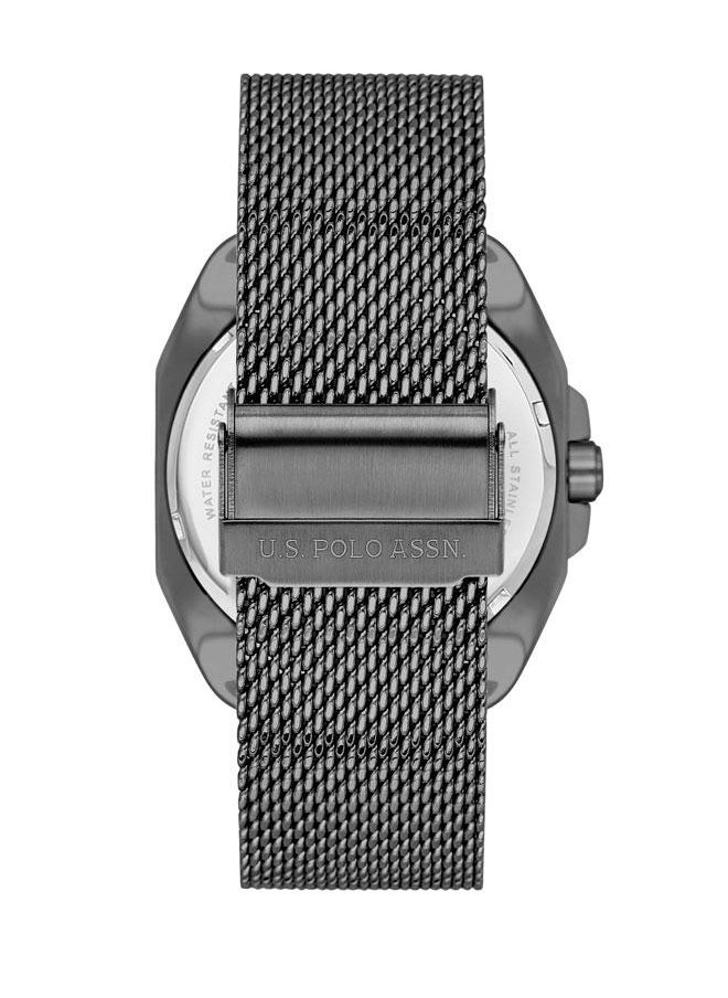 U.S. Polo Assn. - U.S. Polo Assn. Crossing 43.50mm Men's Watch with Gun-Tone Skeleton Dial and Stylish Milanese Mesh Band - A Statement of Modern Elegance - Image 1