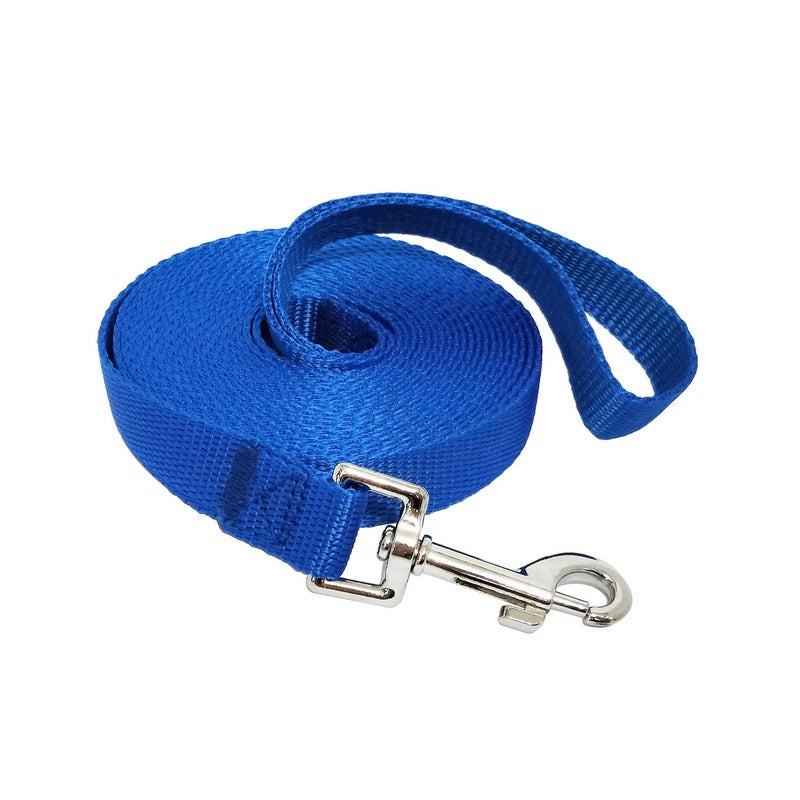 MANDAO Nylon Training Dog Leash for Small Medium Large Dogs, 15ft 20ft 30ft 50ft Long Leash Dog/Puppy Lead for Obedience Recall Training, Camping (15ft, Blue) - Image 1
