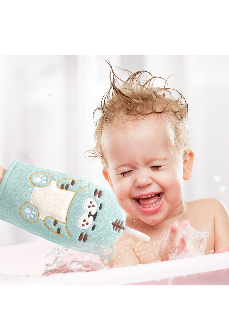 SYOSI SYOSI 2Pcs Baby Bath Mitt Washcloths Gloves Designed in Nice Lovely Animal Style Mitt Puppet Washcloths Kids Wash Gloves Bath for Baby Toddler Kids Cleaning Skin - Image 4