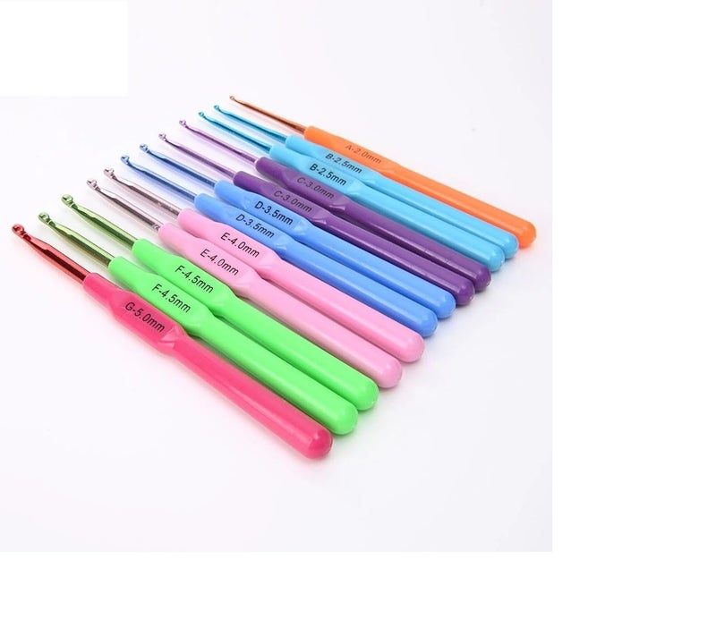 LELE Crochet Hook Needle kiroshia Set of 12 Ergonomic Design anodised Aluminium Needle with softgrip Plastic Handle for neeting,Gifting - Image 1