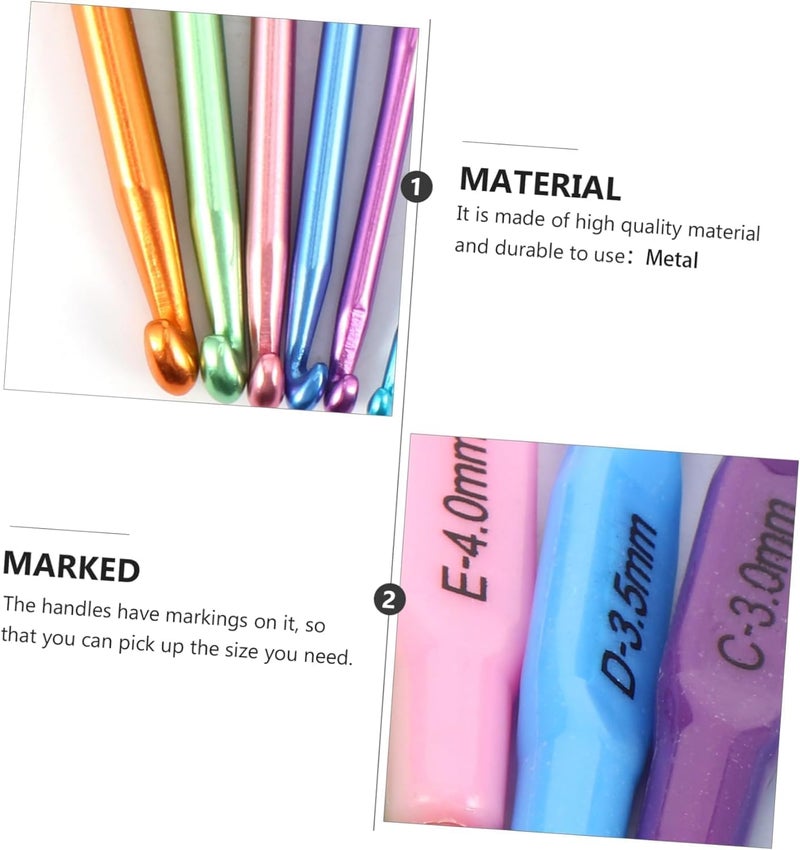 LELE Crochet Hook Needle kiroshia Set of 12 Ergonomic Design anodised Aluminium Needle with softgrip Plastic Handle for neeting,Gifting - Image 4