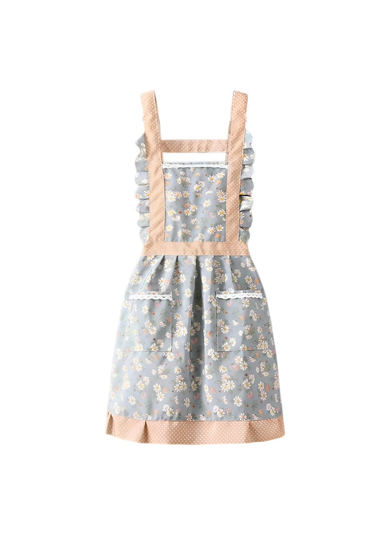 Generic Kitchen Billa - A Beautifully Designed Kitchen Apron Decorated With Flowers For Women, Features A Curly Rural Style With Pockets, Perfect For Cooking, Bread And Gardening Activities.  - Image 1