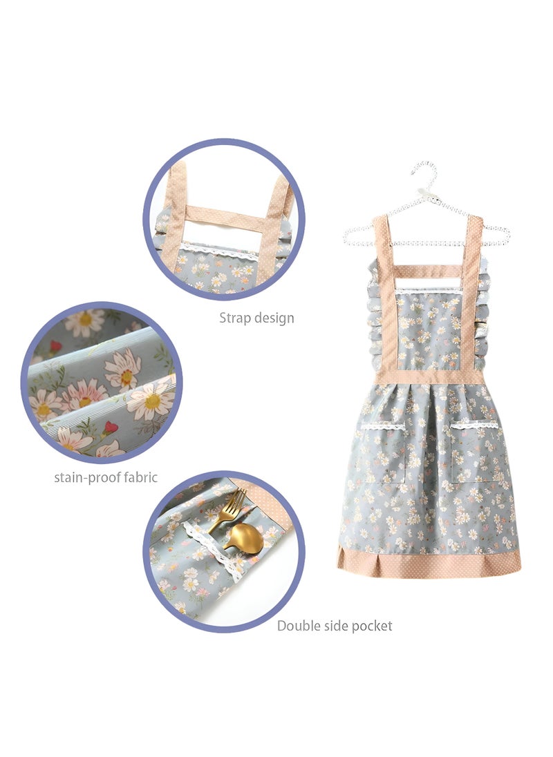 Generic Kitchen Billa - A Beautifully Designed Kitchen Apron Decorated With Flowers For Women, Features A Curly Rural Style With Pockets, Perfect For Cooking, Bread And Gardening Activities.  - Image 3