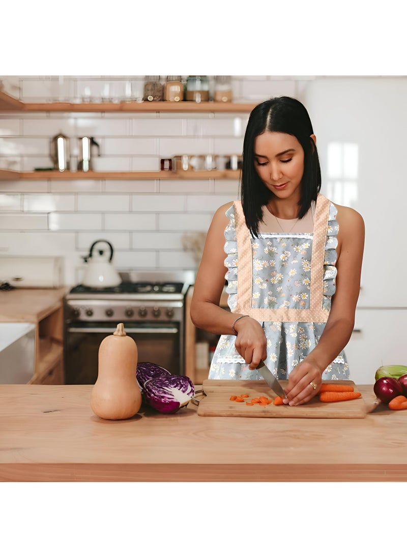 Generic Kitchen Billa - A Beautifully Designed Kitchen Apron Decorated With Flowers For Women, Features A Curly Rural Style With Pockets, Perfect For Cooking, Bread And Gardening Activities.  - Image 4