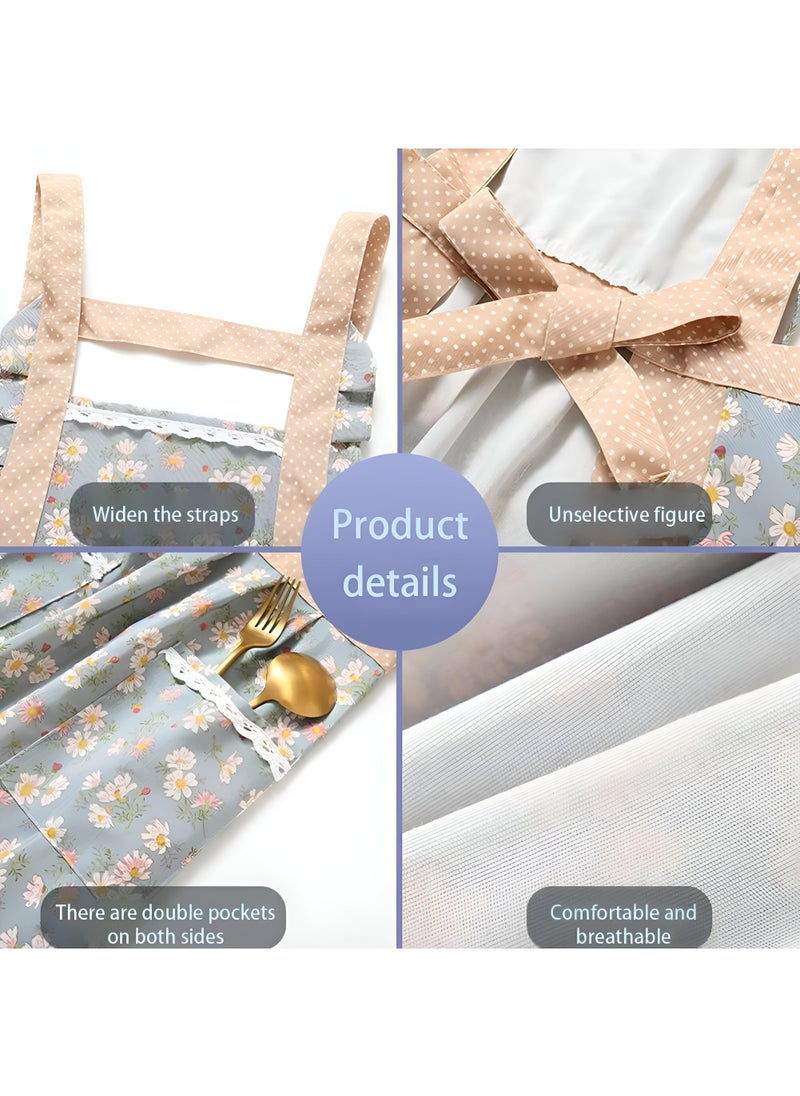 Generic Kitchen Billa - A Beautifully Designed Kitchen Apron Decorated With Flowers For Women, Features A Curly Rural Style With Pockets, Perfect For Cooking, Bread And Gardening Activities.  - Image 2