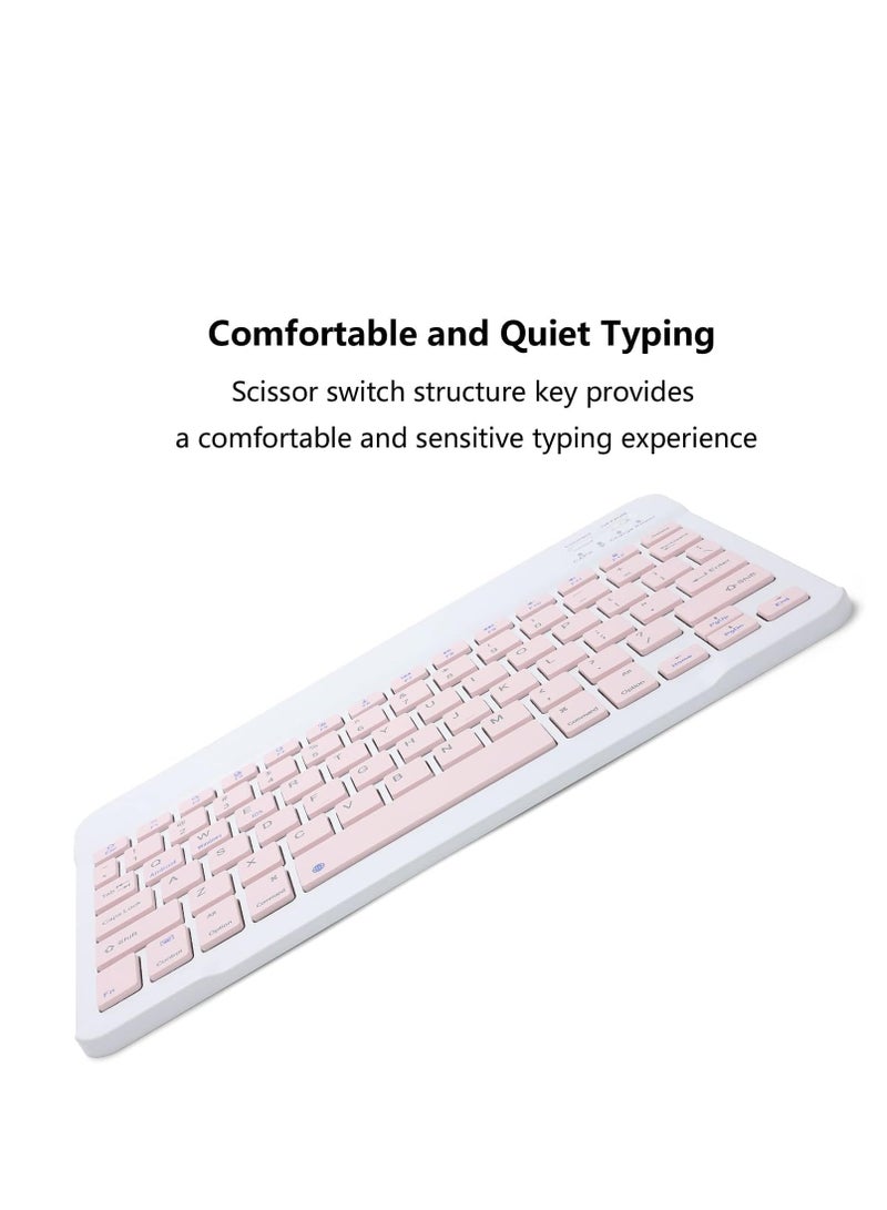 ELTRAZONE Rechargeable Bluetooth Keyboard and Mouse Combo Ultra-Slim Portable Compact Wireless Mouse Keyboard Set for Android Windows Tablet Cell Phone iPhone iPad Pro Air Mini, iPad OS/iOS (Pink) - Image 4