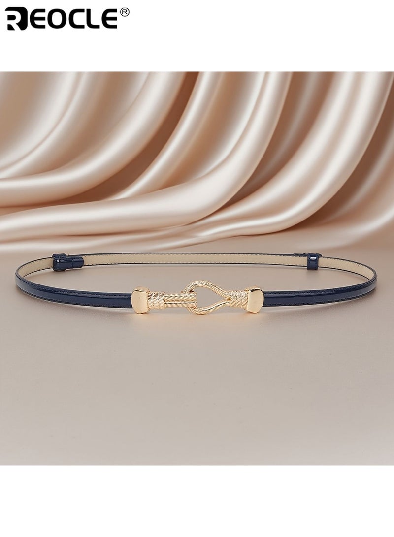 REOCLE Women's Thin Belt Slim Waist Strap for Jeans Dresses Coats with Gold Alloy Buckle Stylish Elegant Adjustable Design Durable Material Smooth Surface Easy to Fasten Suitable for Daily Wear Work Parties Fashion Matching Ideal Accessory for Women Ladies (55-95cm) - Image 5