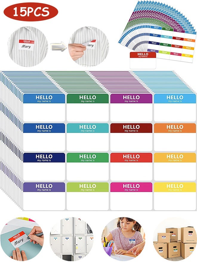 MXN 15 Sheets (240 Pcs) School Name Label Stickers, Peel & Stick Identification Badges, Waterproof Baby Bottle Labels for Schools Offices Themed Parties Families and Competitions - Image 1