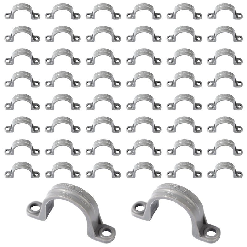 Tinwalor 50Pcs PVC Pipe Straps 2 Holes Plastic Conduit Strap Pipe Clamps Supports Conduit Clamp Pipe Mounting Bracket Clips for PVC Pipes Conduit Cables Hose 34 Inch - Image 2