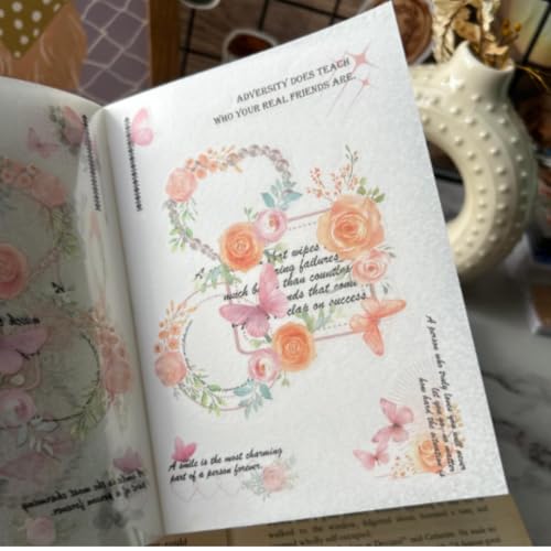 R H LIFESTYLE Self Adhesive 20 Sheets Vintage Retro Decorative Nature Stickers Japanese Style Journaling Supplies Cute Stickers Set for Scrap Book (Design 4, Flowers & Petals) - Image 4