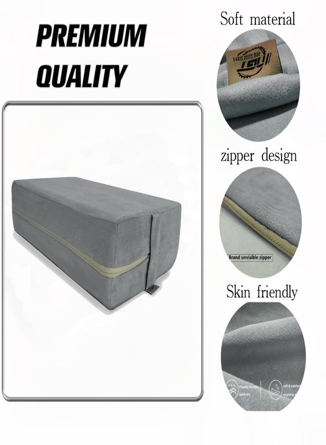 NGT new guide steps Yoga Bolster Pillow for Meditation and Support - 20"*12"*6" Rectangular Yoga Cushion Foam Wedges Washable Suede Pillowcase for Men and Women with Carry Handles. (Grey) - Image 3