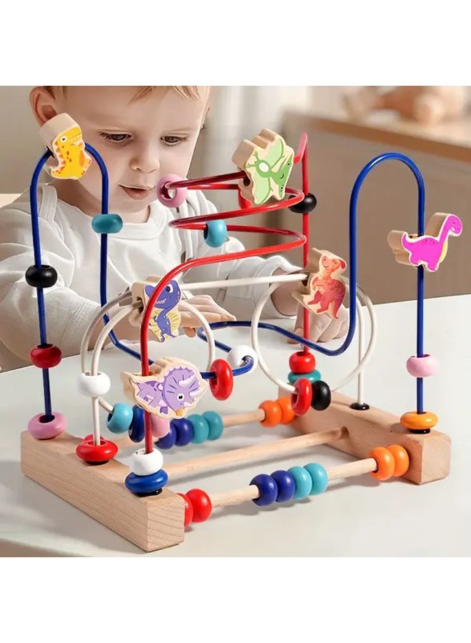 Wooden Dinosaur Abacus Toy Multifunctional Educational Math Learning Focus Hand Eye Coordination - Image 3