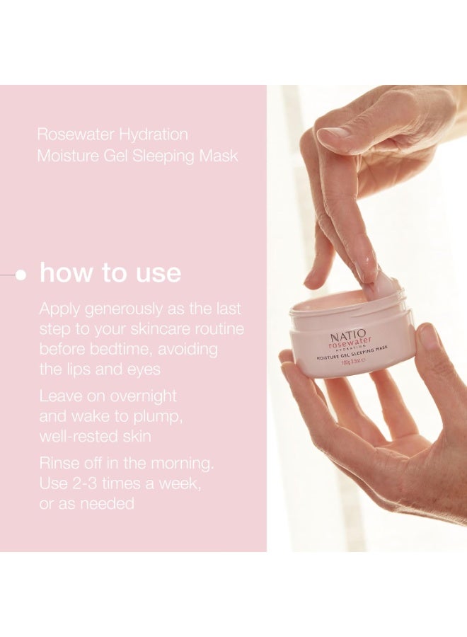 Natio Australia Rosewater Hydration Moisture Gel Sleeping Mask, 100 ml - Nighttime Rosewater Face Cream - Face Moisturizer for Overnight Hydration - Image 4