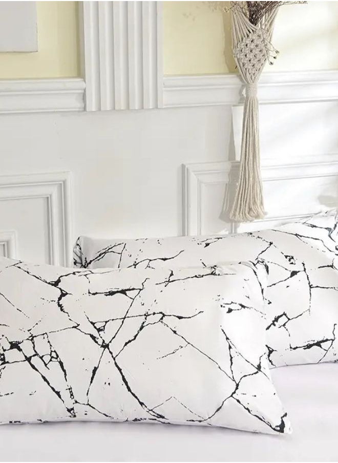 LUNA Home - 4 piece Single size bed linen set in Scandinavian style with marble pattern. - Image 1