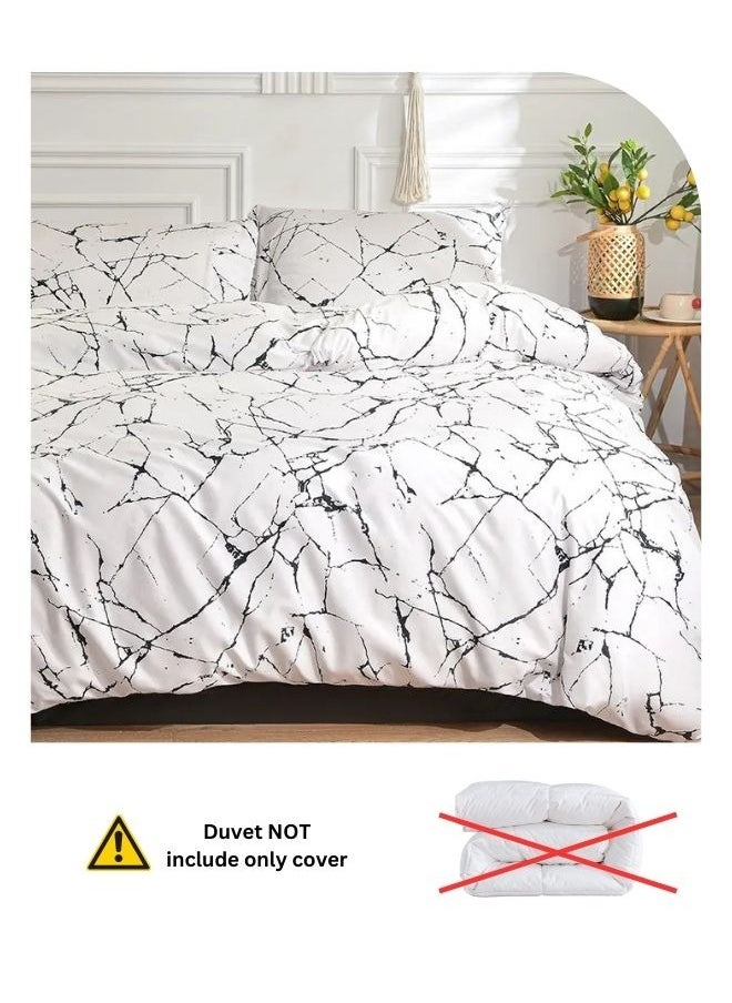 LUNA Home - 4 piece Single size bed linen set in Scandinavian style with marble pattern. - Image 1
