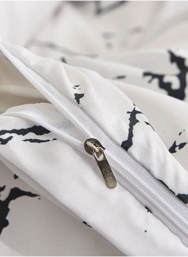 LUNA Home - 4 piece Single size bed linen set in Scandinavian style with marble pattern. - Image 1
