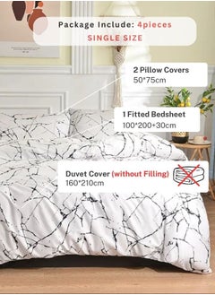 LUNA Home 4 piece Single size bed linen set in Scandinavian style with marble pattern.  - Image 2