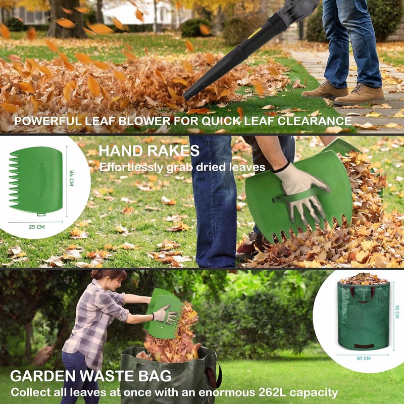 BLUEMARS Leaf Blower Set by Bluemars - Powerful 3000W, 8m Corded Garden Blower with Garden Leaf Grabbers & Heavy Duty Garden Waste Bags with Handles (262L) - Image 2