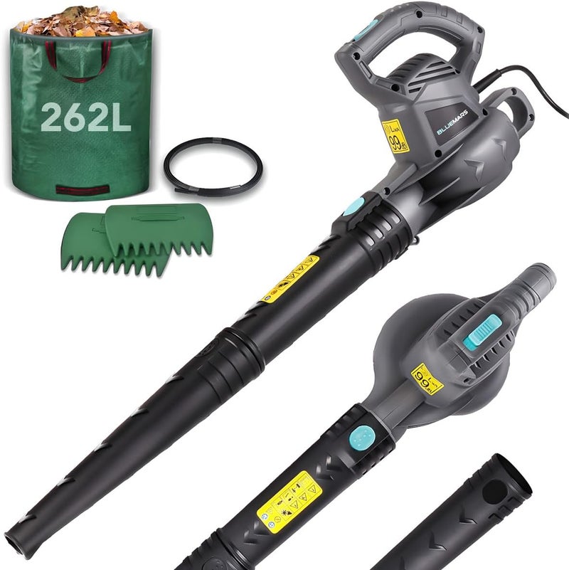 BLUEMARS Leaf Blower Set by Bluemars - Powerful 3000W, 8m Corded Garden Blower with Garden Leaf Grabbers & Heavy Duty Garden Waste Bags with Handles (262L) - Image 1